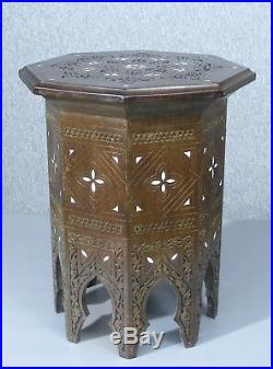 Vintage Moroccan Inlaid Table, Mother Of Pearl Inlaid Table