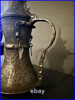 Vintage Old Antique Brass Pot Coffee Decorative Middle Eastern Arabian