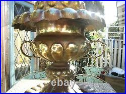 Vintage Ornate Large Brass Brazier Turkish Middle Eastern Censer Incense Burner