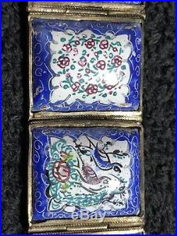 Vintage Persian Hand Painted Enamel Panel Bracelet