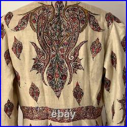 Vintage RARE Kashmiri Chogha Robe Wool Hand Embroidered Paisley Wool India