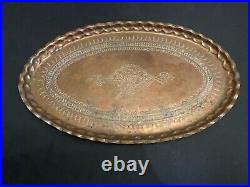 Vintage Suleyman Ankara TM Dondurmaci Moroccan Large Copper Oval Tray