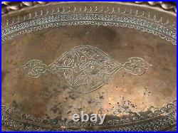 Vintage Suleyman Ankara TM Dondurmaci Moroccan Large Copper Oval Tray