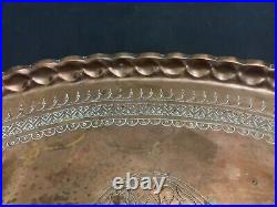 Vintage Suleyman Ankara TM Dondurmaci Moroccan Large Copper Oval Tray