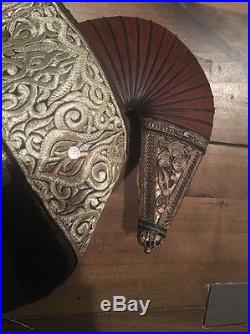 Vintage Yemen Jambiya Horn Handled Curved Dagger, Silver Adorned Belt & Sheath