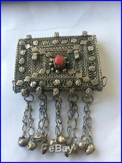 Vintage Yemenite Bedouin Necklace Antique Hadram Yemen Silver Yemeni Jewelry 3OZ