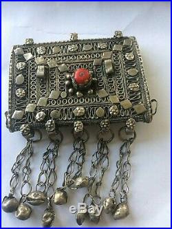 Vintage Yemenite Bedouin Necklace Antique Hadram Yemen Silver Yemeni Jewelry 3OZ