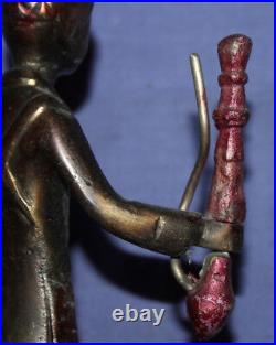 Vintage hand made metal statuette Islamic man with hookah