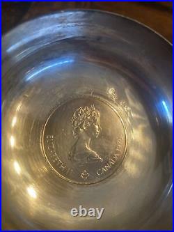 Vtg 70's Middle Eastern PERSIAN 875 Silver DISH 1976 Montreal Olympic Coin
