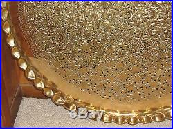 Vtg Large 39 Solid Brass Table Top Tray CUT LEAF Hand Chased Pierced Wall Decor