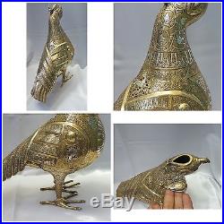 WONDERFUL Islamic Bronze Silver-Inlaid Bird Incense Burner