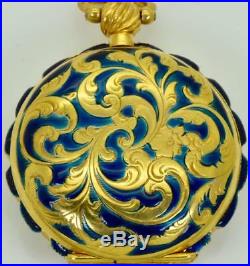 WOW! Antique Ralph Gout, London 18k gold plated&enamel Verge Fusee watch. Ottoman