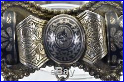 WOW! Mega rare antique Ottoman military Pasha Generals Silver&Niello Tughra belt
