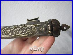 With Tughra ANTIQUE ISLAMIC DIVIT INKWELL PEN CASE bronze / brass
