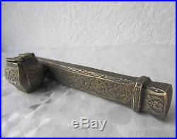 With Tughra ANTIQUE ISLAMIC DIVIT INKWELL PEN CASE bronze / brass