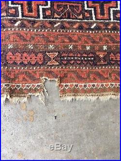 Worn Antique Tribal Middle Eastern Rug