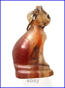 ZURQIEH -ad16316- ANCIENT EGYPT. BEAUTIFUL CARNELIAN CAT WITH GOLD RING. 1250 B