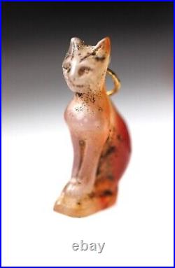 ZURQIEH -ad16316- ANCIENT EGYPT. BEAUTIFUL CARNELIAN CAT WITH GOLD RING. 1250 B