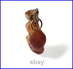 ZURQIEH -ad16316- ANCIENT EGYPT. BEAUTIFUL CARNELIAN CAT WITH GOLD RING. 1250 B