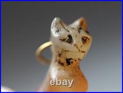 ZURQIEH -ad16316- ANCIENT EGYPT. BEAUTIFUL CARNELIAN CAT WITH GOLD RING. 1250 B