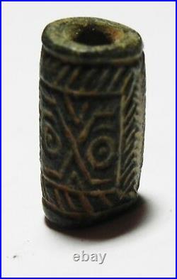 ZURQIEH -as6534- ANCIENT HOLY LAND, CANAANITE STONE CYLINDER SEAL. 1300 B. C