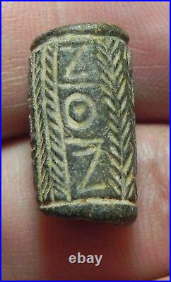ZURQIEH -as6534- ANCIENT HOLY LAND, CANAANITE STONE CYLINDER SEAL. 1300 B. C