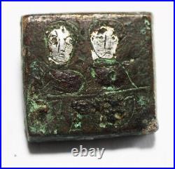 Zurqieh Ad1082- Ancient Byzantine Silver Inlaid Bronze Weight. 800 1000 A. D