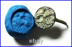 Zurqieh Ad11831- Ancient Roman Bronze Ring Bezel. 200 300 A. D