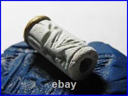 Zurqieh Af658- Ancient Canaanite Faience Cylinder Seal. Gold. 1700 1550 B. C